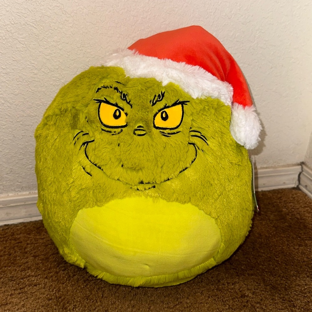 Grinch Christmas with Santa Hat FuzzAMallow Squishmallow 12” NWT